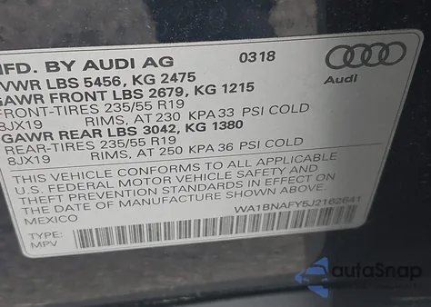 2018 Audi Q5 2.0T Premium/2.0T Tech Premium from USA, damaged, VIN WA1BNAFY5J2162641